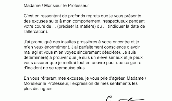 Comment rédiger une lettre de demande d'excuse ?  Sortition